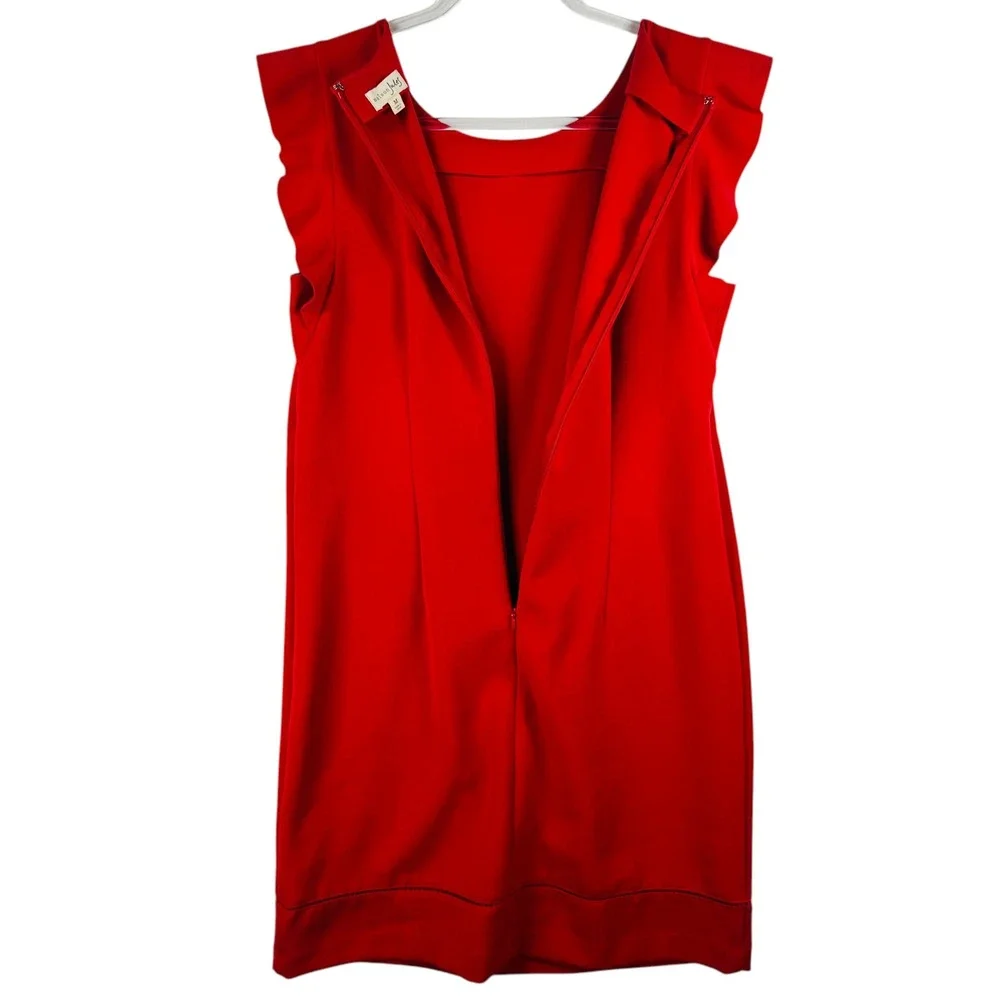 Maison Jules Red‎ Dress Ruffle Sleeve Career Party Cocktail Size M Old Money